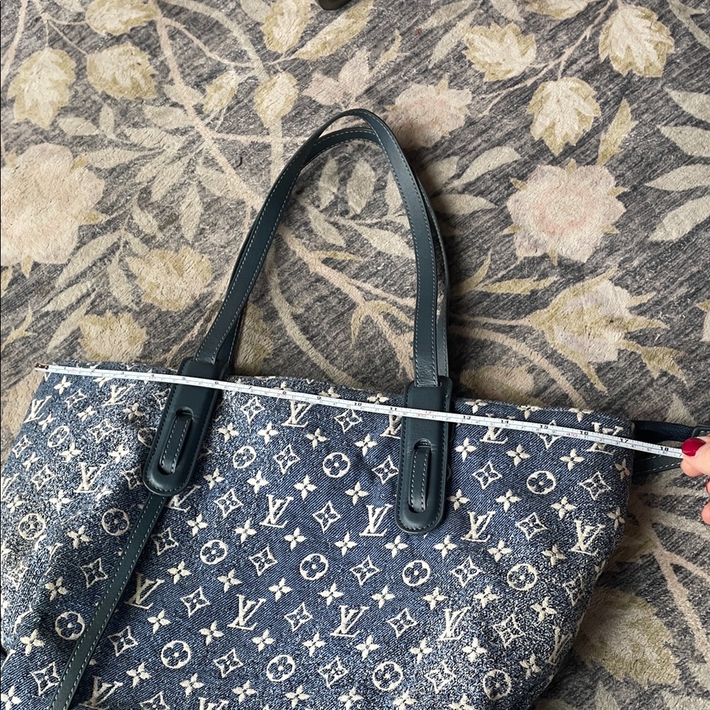 Fashion Blue Monogram Denim Tote Bag - Picture 12 of 16